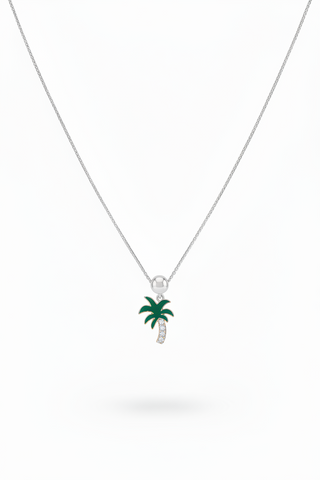 Palmtree Slider Charm Silver Moissanite