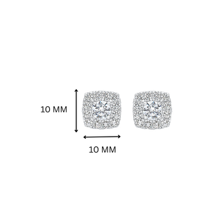 Lydia Cushion Halo Moissanite Stud Earrings