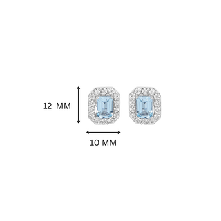 Blue Rani Blue Topaz Halo Stud Earrings