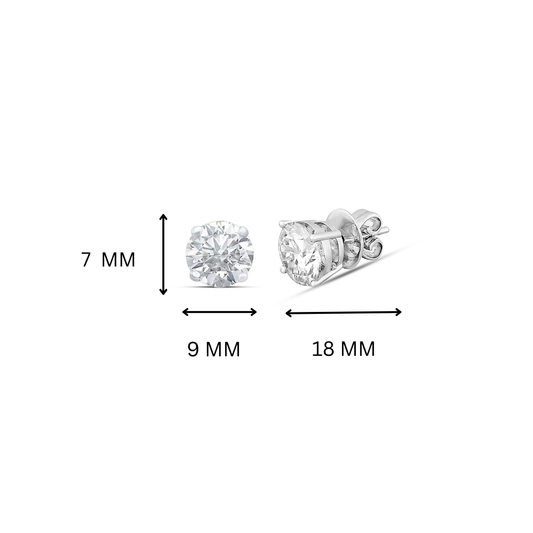 Gia 4.00ct Round Moissanite Silver Stud Earrings