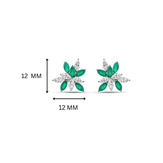Emerald Pop Flower Moissanite Earrings