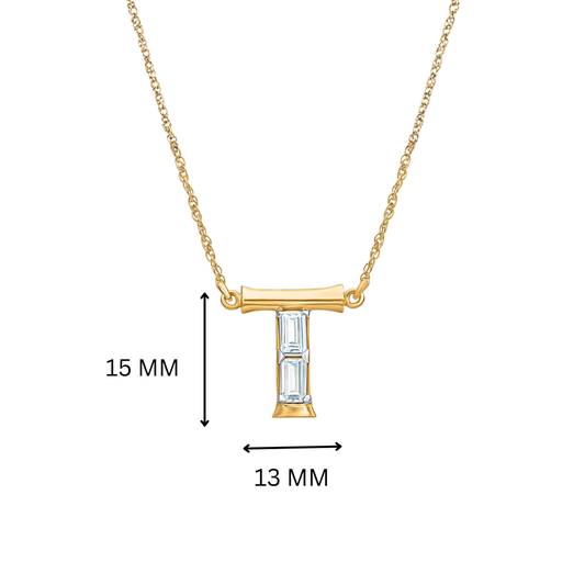 Tanya Initial 'T' Moissanite Necklace