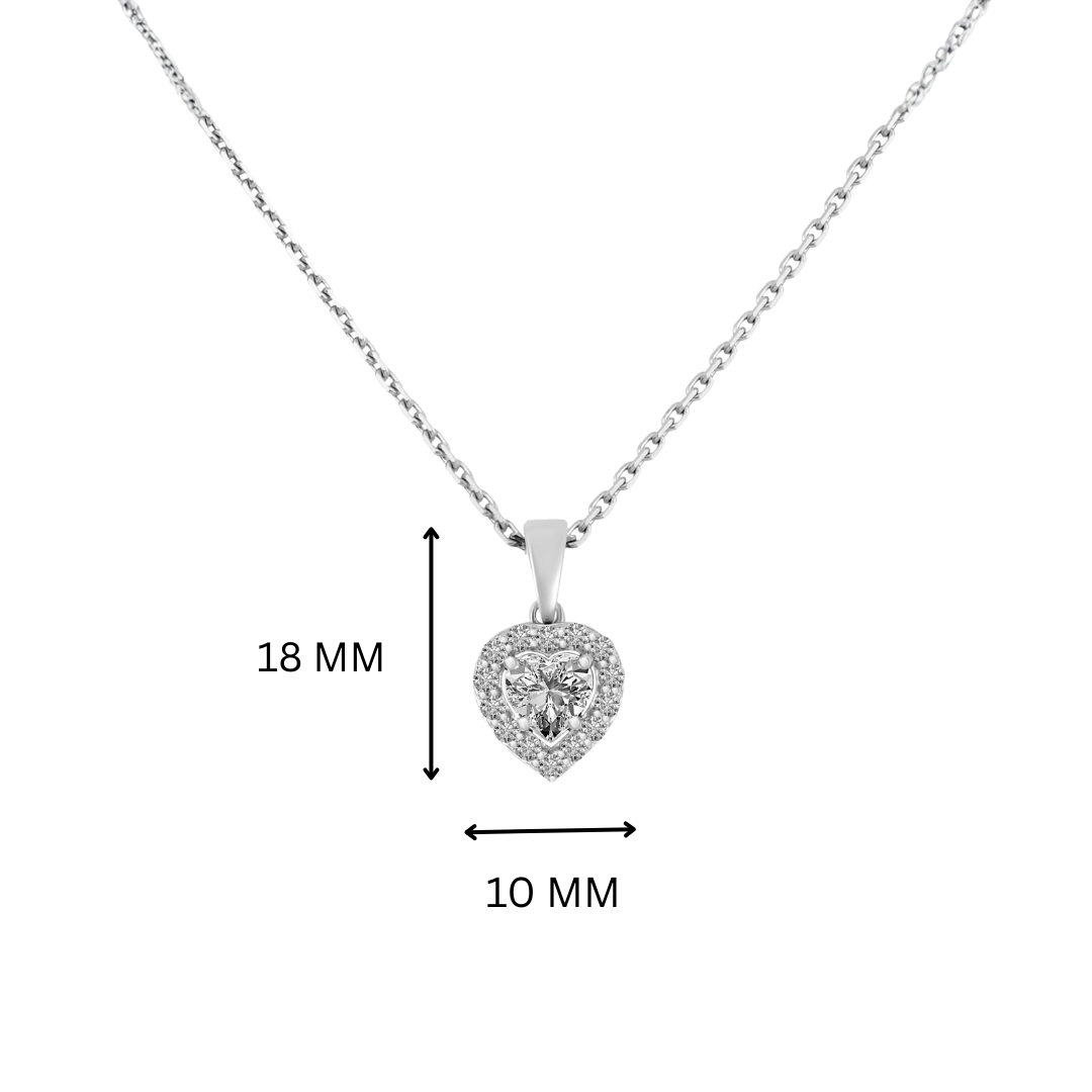 Amora Heart Halo Moissanite Silver Pendant