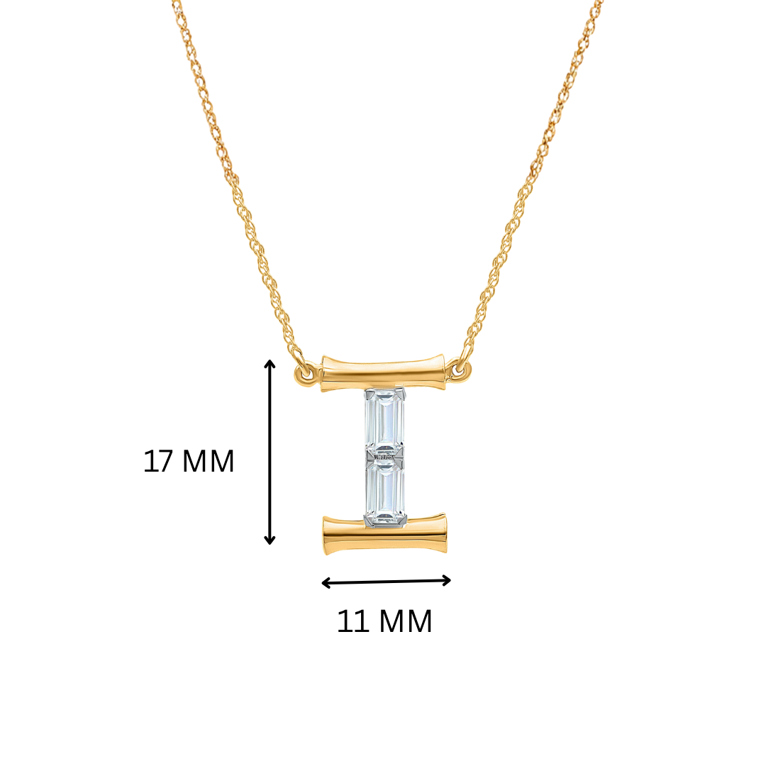 Isha Initial 'I' Moissanite Necklace