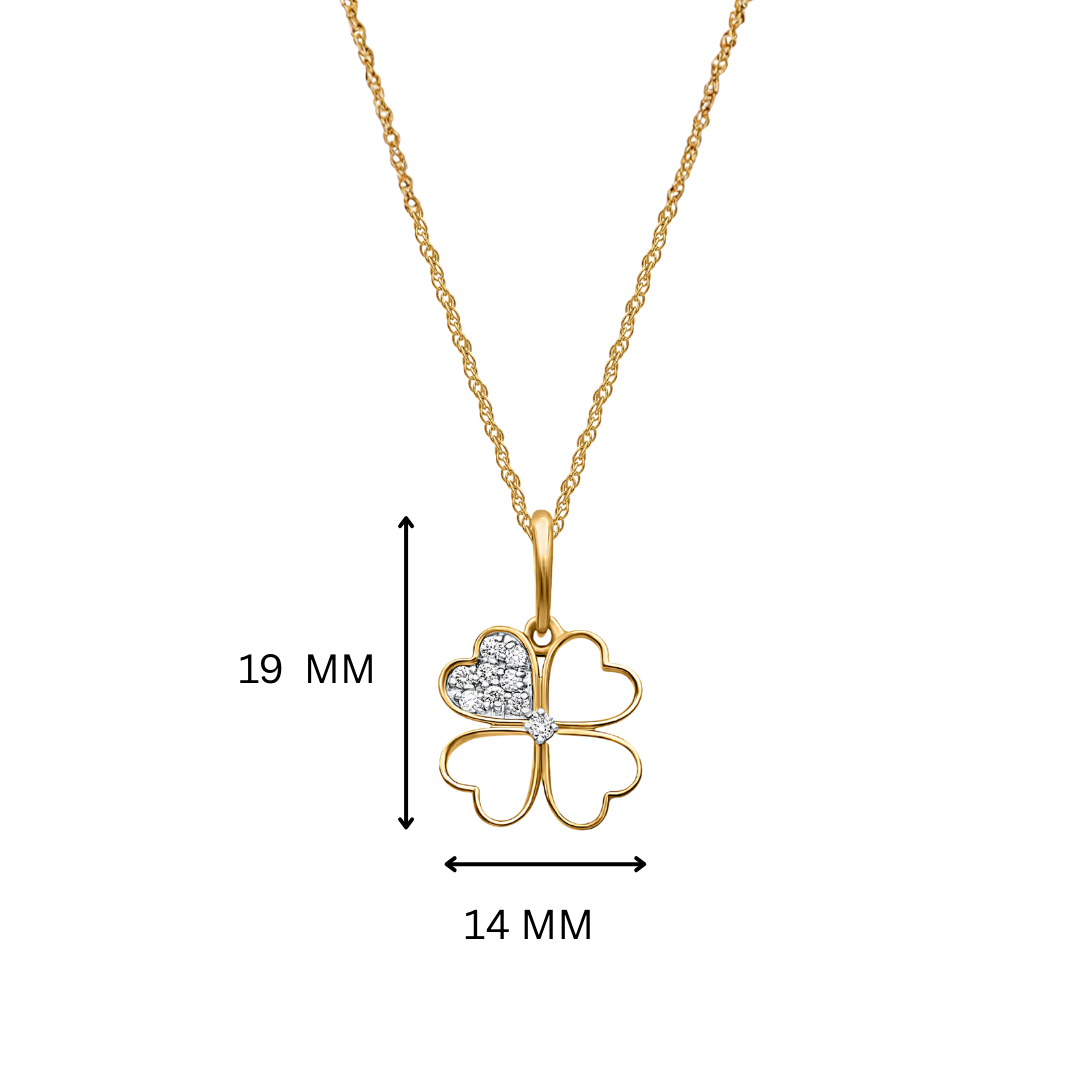 Aahana Clover Moissanite & White Enamel Silver Necklace