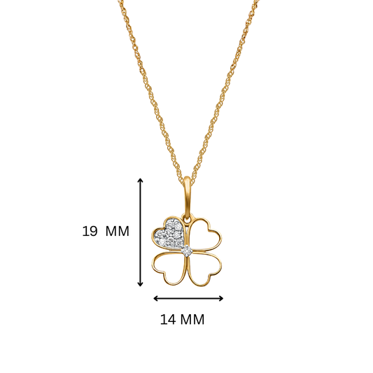 Aahana Clover Moissanite & White Enamel Silver Necklace
