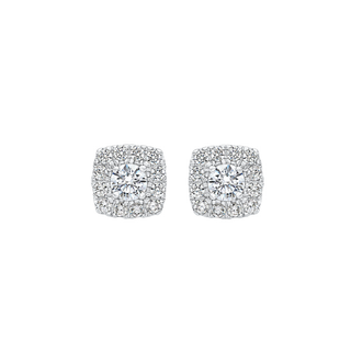 Lydia Cushion Halo Moissanite Stud Earrings