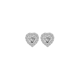 Amora Heart Halo Moissanite Stud Earrings