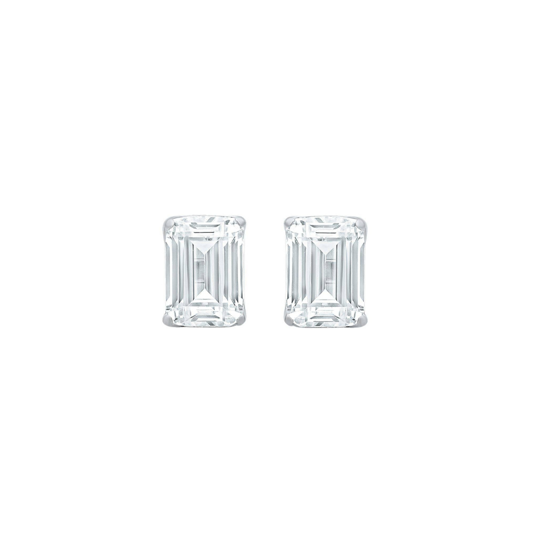 Alina Emerald 2.00 carat Silver Moissanite Stud Earrings