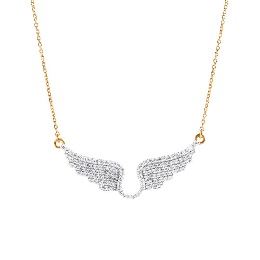 Angel Wings Silver Moissanite Necklace
