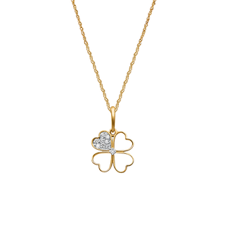 Aahana Clover Moissanite & White Enamel Silver Necklace