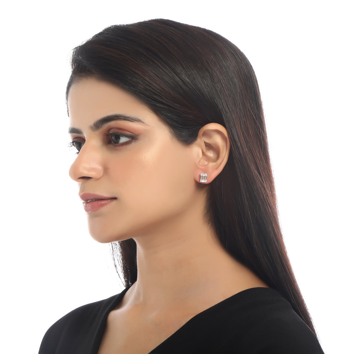 Emerald Studs earrings for women - Alina| Adila Jewels