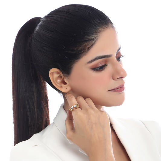 Soul to Soul Ring with Round Cut Silver ring price - Adila jewels