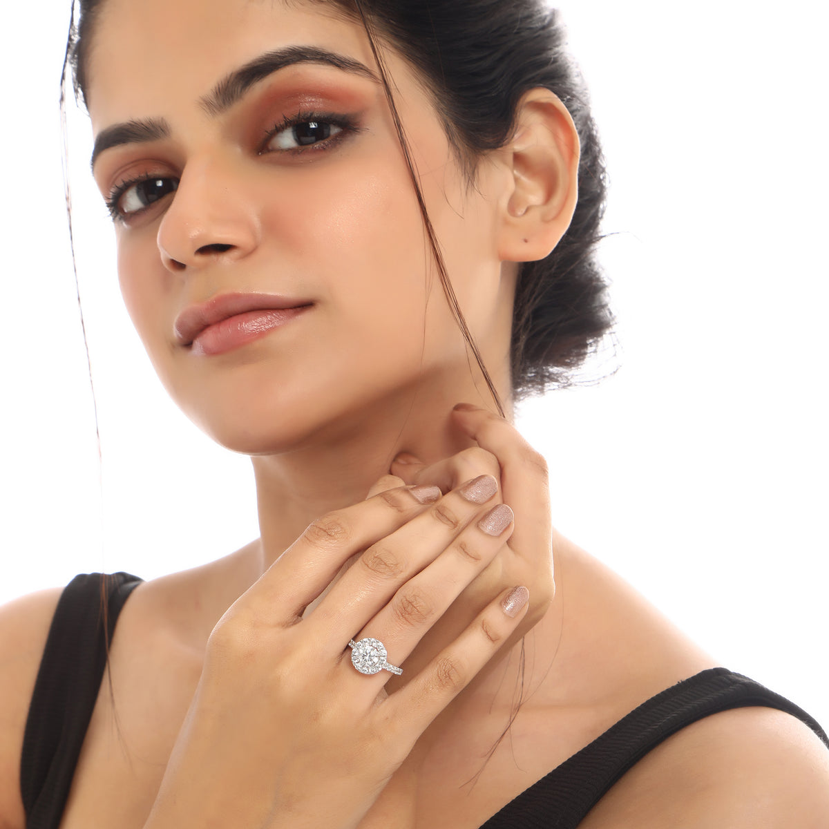 The Halo Round Ring in 925 Sterling Silver Rings for Women - Adila Jewels
