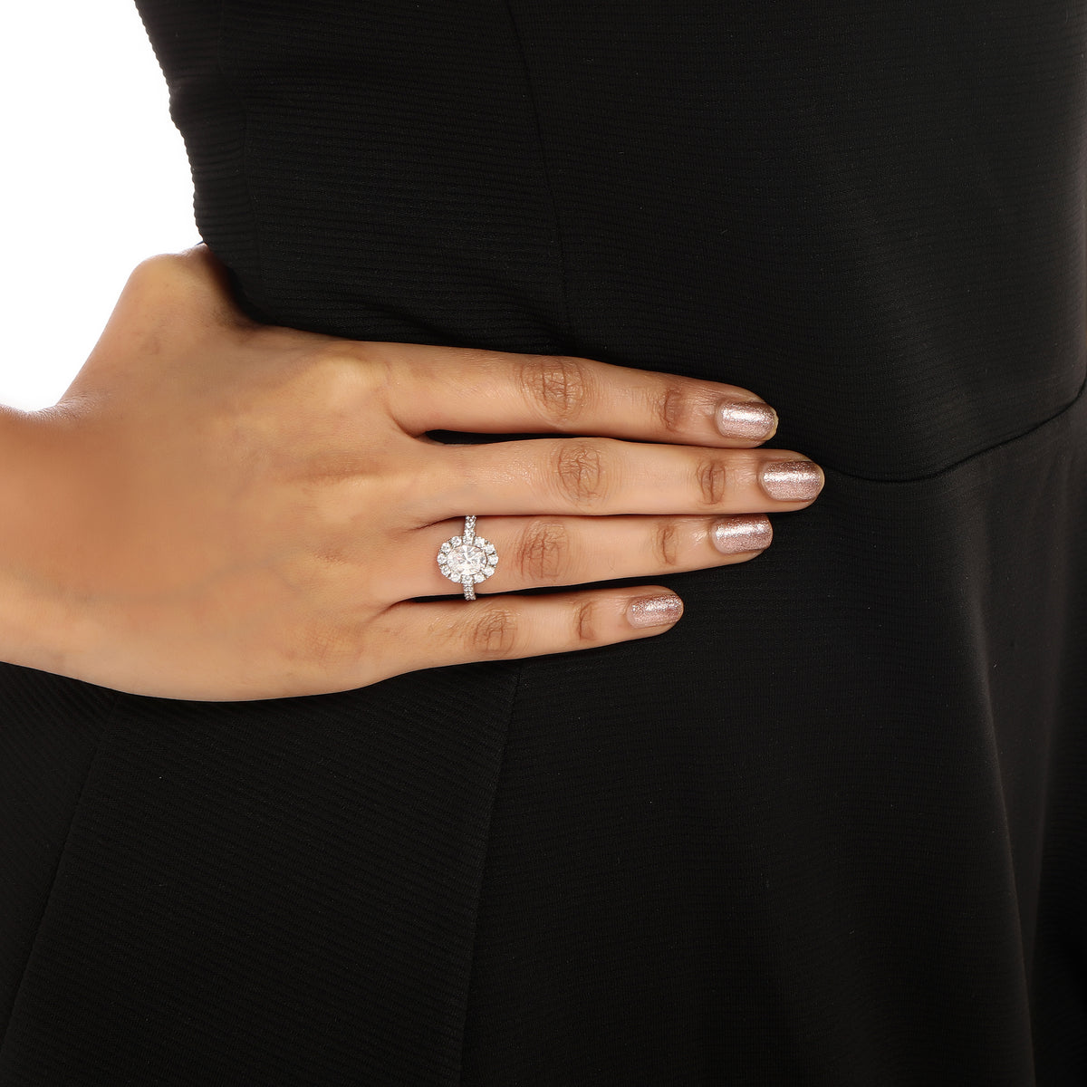 The Halo Oval Ring in 925 Sterling Silver Rings for Women - Adila Jewels