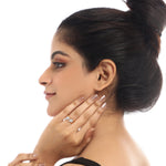 Two Stone Pear Shape Halo Crossover in 925 Sterling Silver Ring for Girlfriend - Adila Jewels