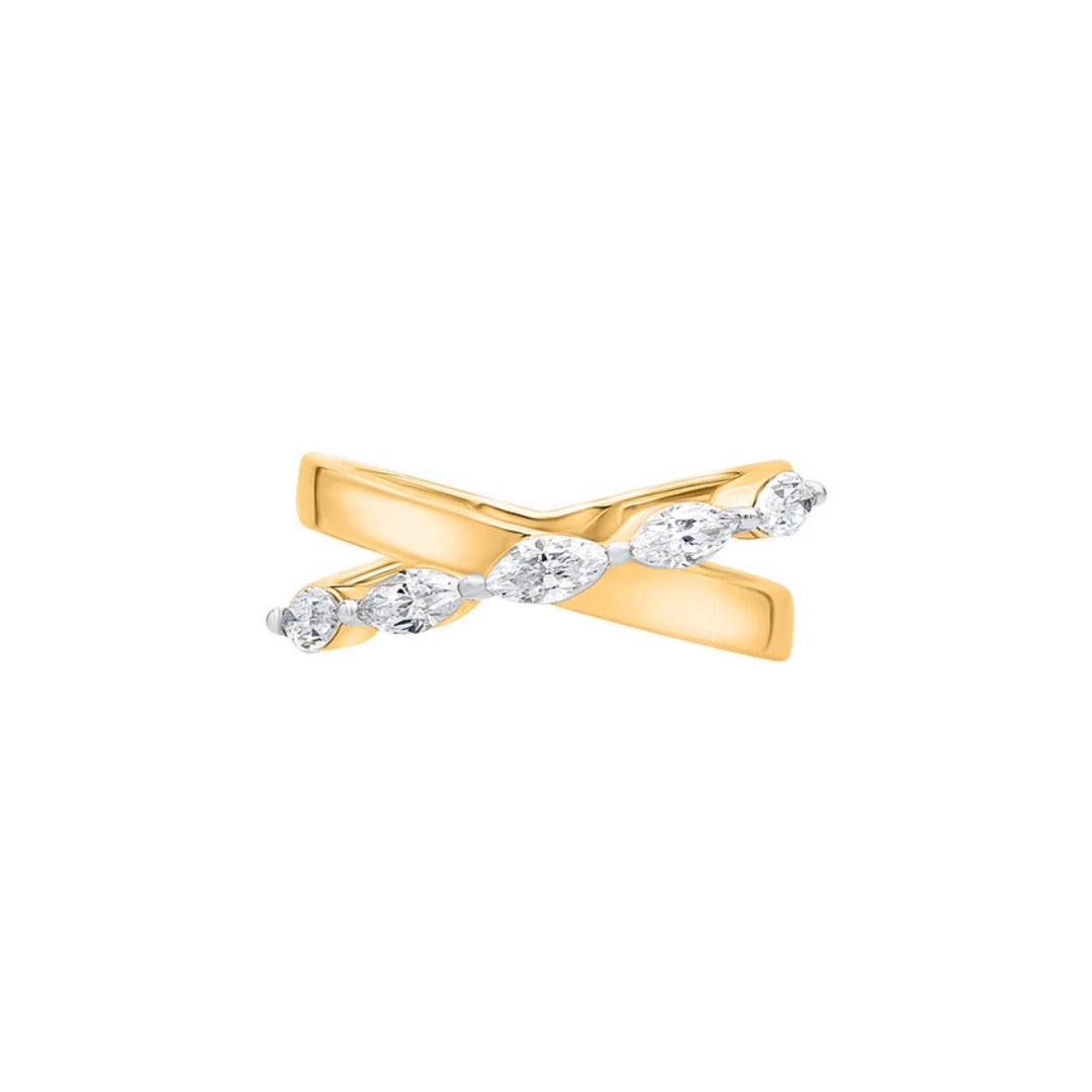 Crossover Marquise Shape Five Stone Moissanite Ring