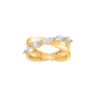 Crossover Marquise Shape Five Stone Moissanite Ring