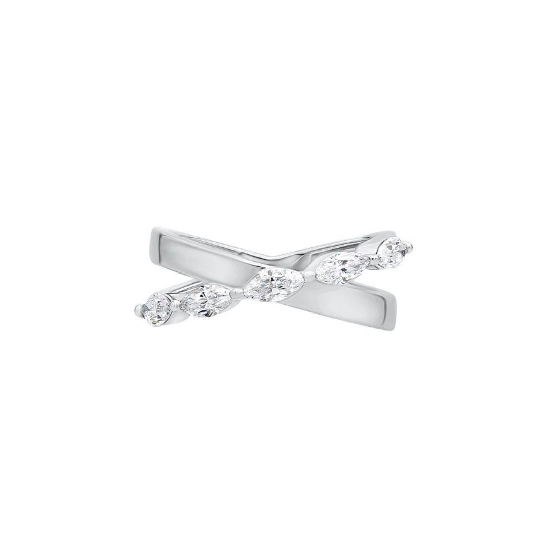 Crossover Marquise Shape Five Stone Moissanite Ring