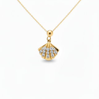 Sea Shell Slider Charm Silver Moissanite