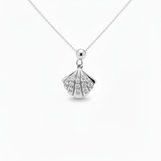Sea Shell Slider Charm Silver Moissanite