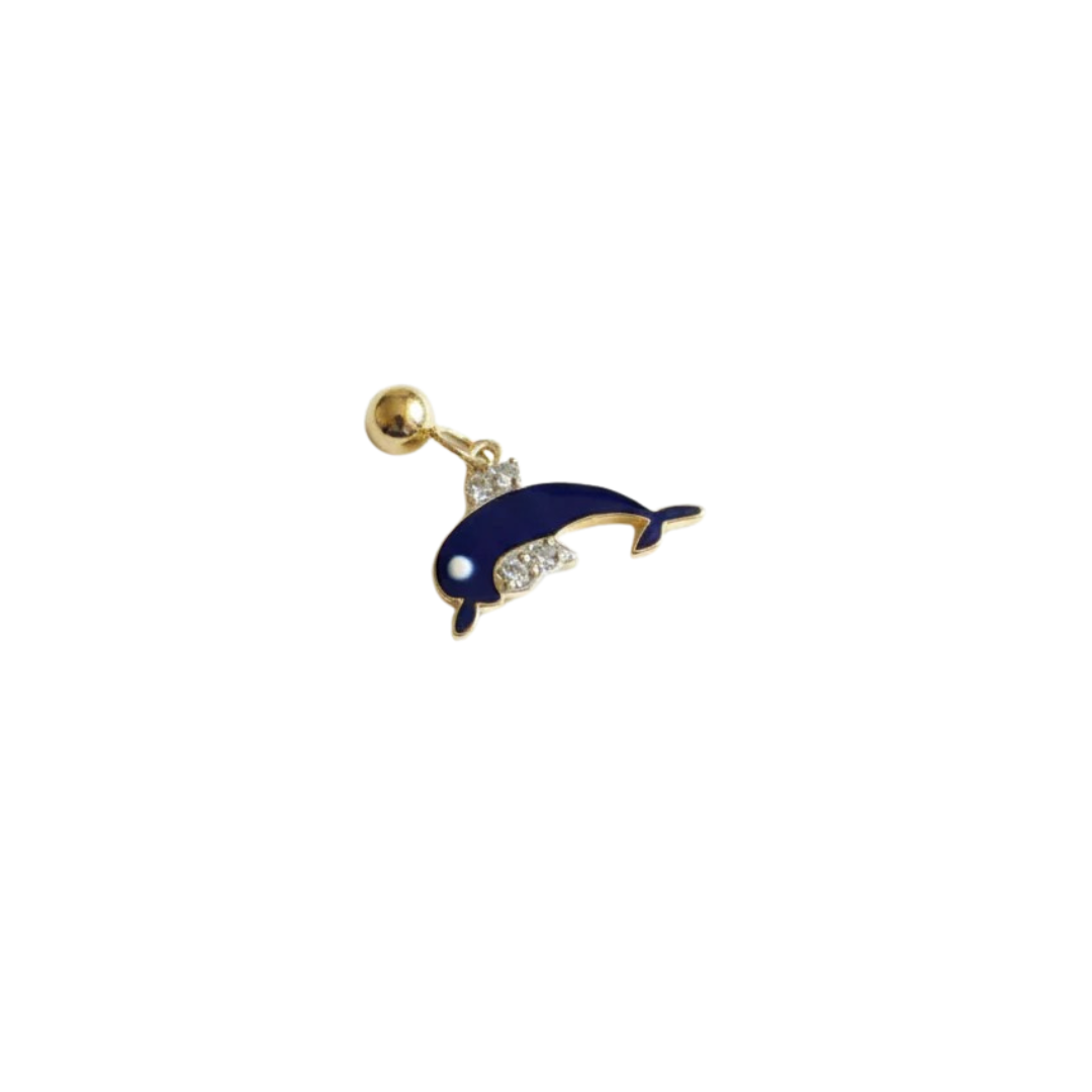 Dolphin Slider Charm Silver Moissanite