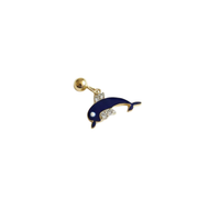 Dolphin Slider Charm Silver Moissanite