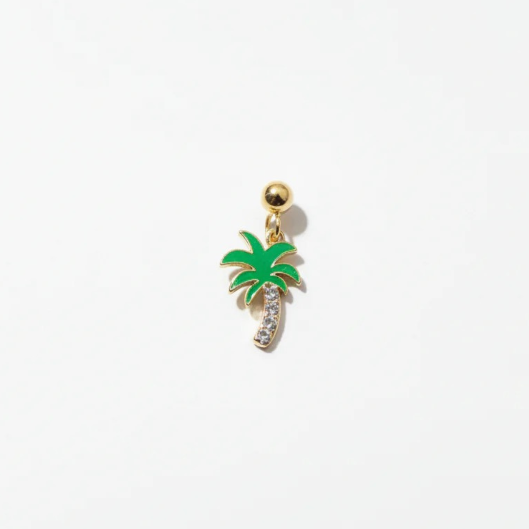 Palmtree Slider Charm Silver Moissanite | Silver Charms | Adila Jewels