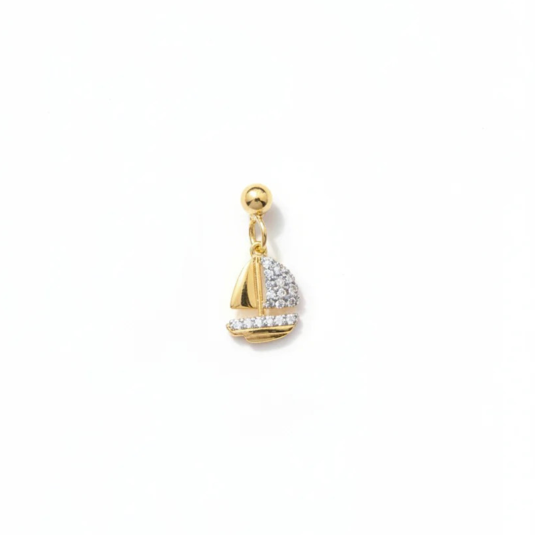 Sailship Slider Charm Silver Moissanite | Silver Charm | Adila Jewels