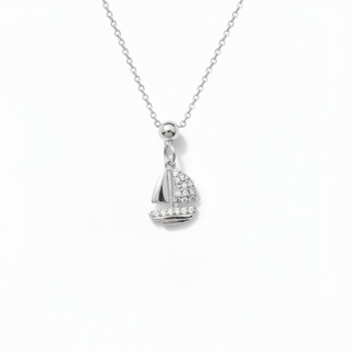 Sailship Slider Charm Silver Moissanite | Silver Charm | Adila Jewels