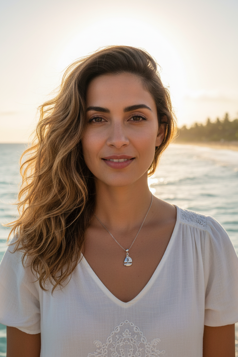 Sailship Slider Charm Silver Moissanite | Silver Charm | Adila Jewels