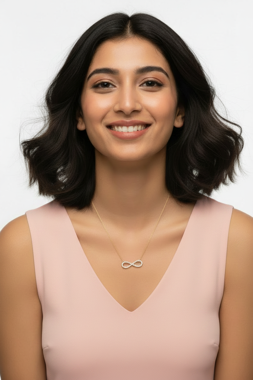 Nitya Infinite Silver Moissanite Necklace | Silver Infinite Pendant | Adila Jewels