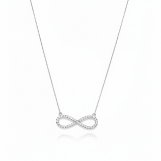 Nitya Infinite Silver Moissanite Necklace | Silver Infinite Pendant | Adila Jewels