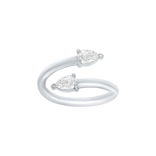 Two Stone Pear Shape Moissanite Bypass Ring I