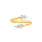 Two Stone Pear Shape Moissanite Bypass Ring