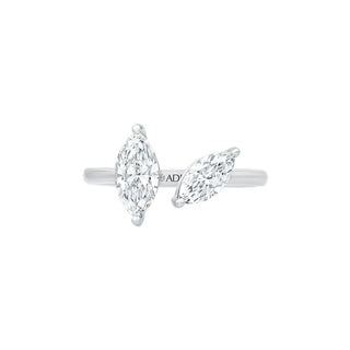Two Stone Marquise Shape Moissanite Ring