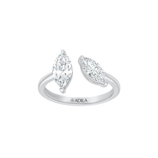 Two Stone Marquise Shape Moissanite Ring
