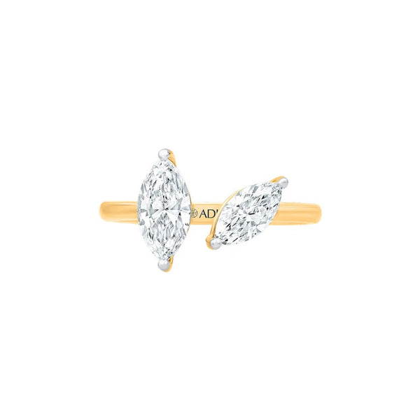 Two Stone Marquise Shape Moissanite Ring
