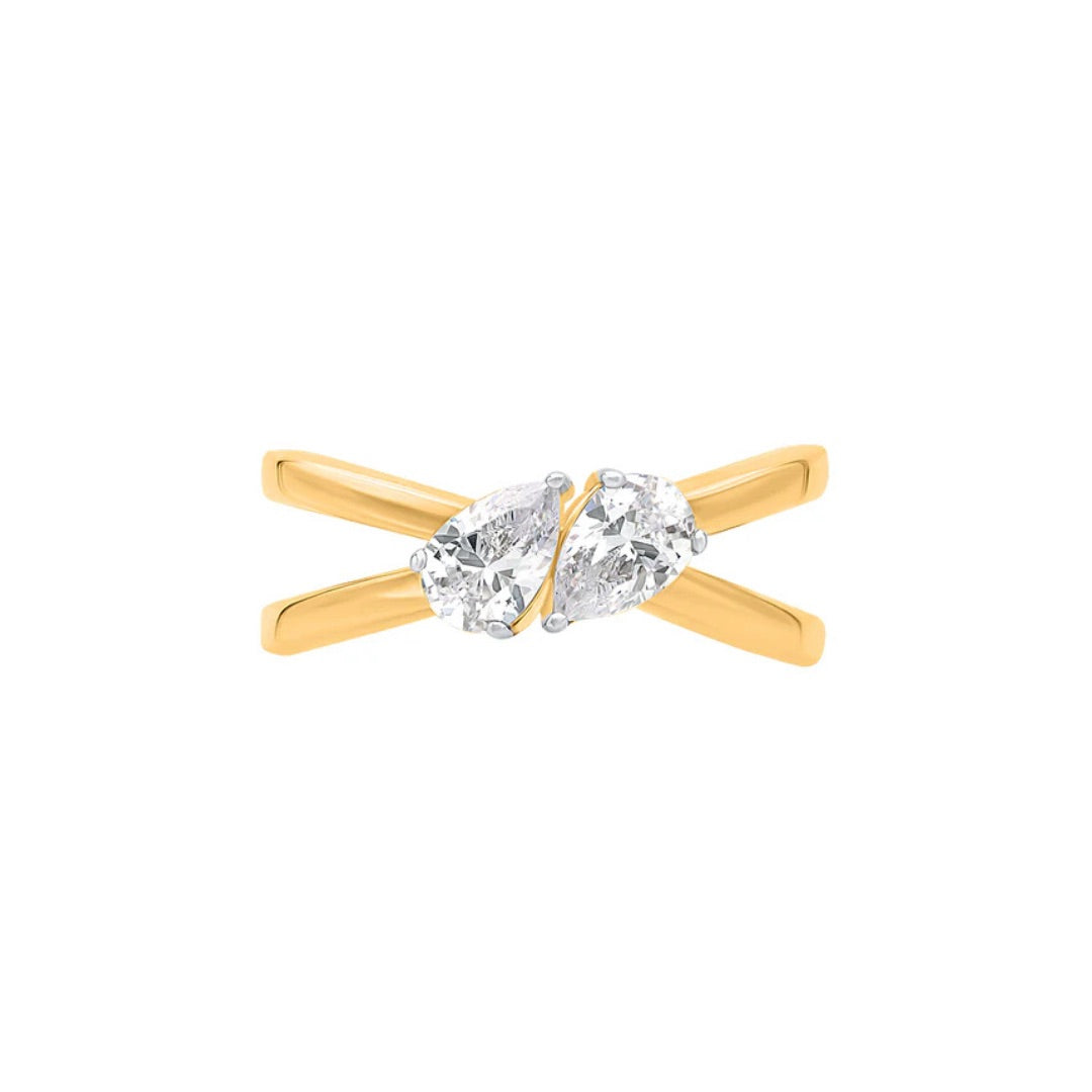 Toi Et Moi Pear Shape Moissanite Ring