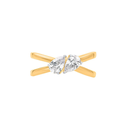 Toi Et Moi Pear Shape Moissanite Ring