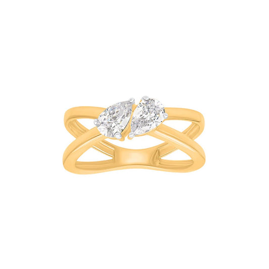 Toi Et Moi Pear Shape Moissanite Ring