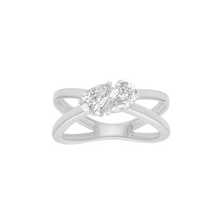 Toi Et Moi Pear Shape Moissanite Ring
