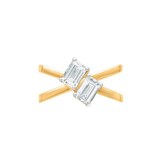 Two Stone Radiant Cut Crossover Moissanite Ring