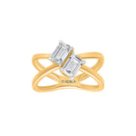 Two Stone Radiant Cut Crossover Moissanite Ring