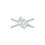 Two Stone Radiant Cut Crossover Moissanite Ring