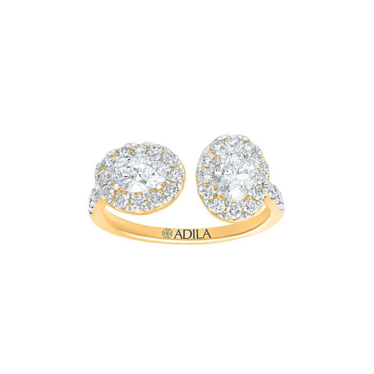 Zarah Duo Oval Halo Moissanite Silver Ring