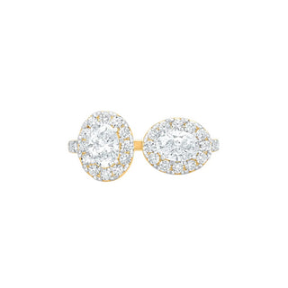 Zarah Duo Oval Halo Moissanite Silver Ring