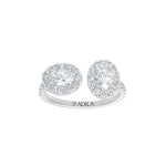 Zarah Duo Oval Halo Moissanite Silver Ring