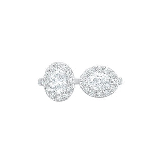 Zarah Duo Oval Halo Moissanite Silver Ring