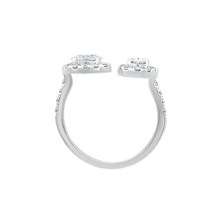 Zarah Duo Oval Halo Moissanite Silver Ring